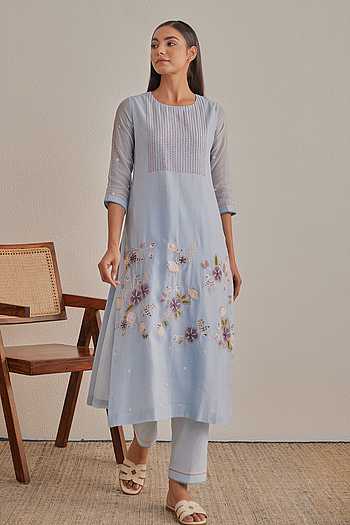 Tulip Chanderi Embroidered Kurta & Pant Set