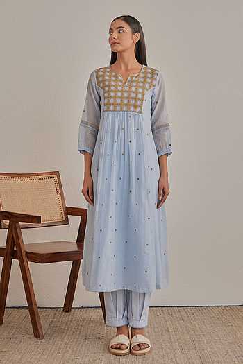 Jade Chanderi Embroidered Kurta & Pant Set