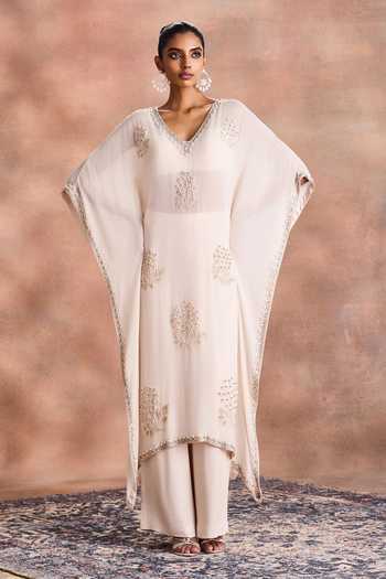Shop White designer Satin Kaftans for Women Online | Aza Fashions