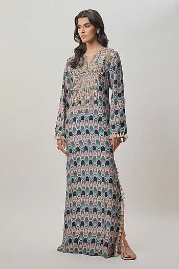 Mahsa Indigo Kasbah Print Beyza Kaftan