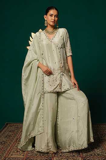Cutdana Zardozi Shimmer Tissue Kurta Set