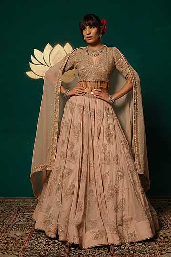 Cutdana Sequence Tissue Lehenga Set