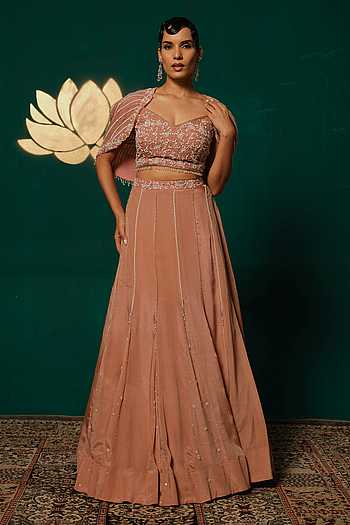 Sequin & Cutdana Work Cape Top & Lehenga Set