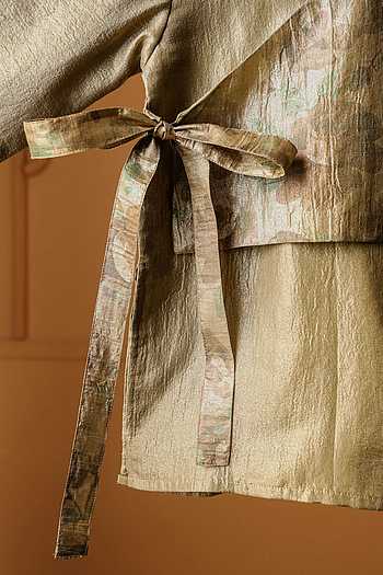 Buy Olive Green Tissue Aura Side Knot Kurta Set For Boys by Casa Ninos  Online at Aza Fashions.