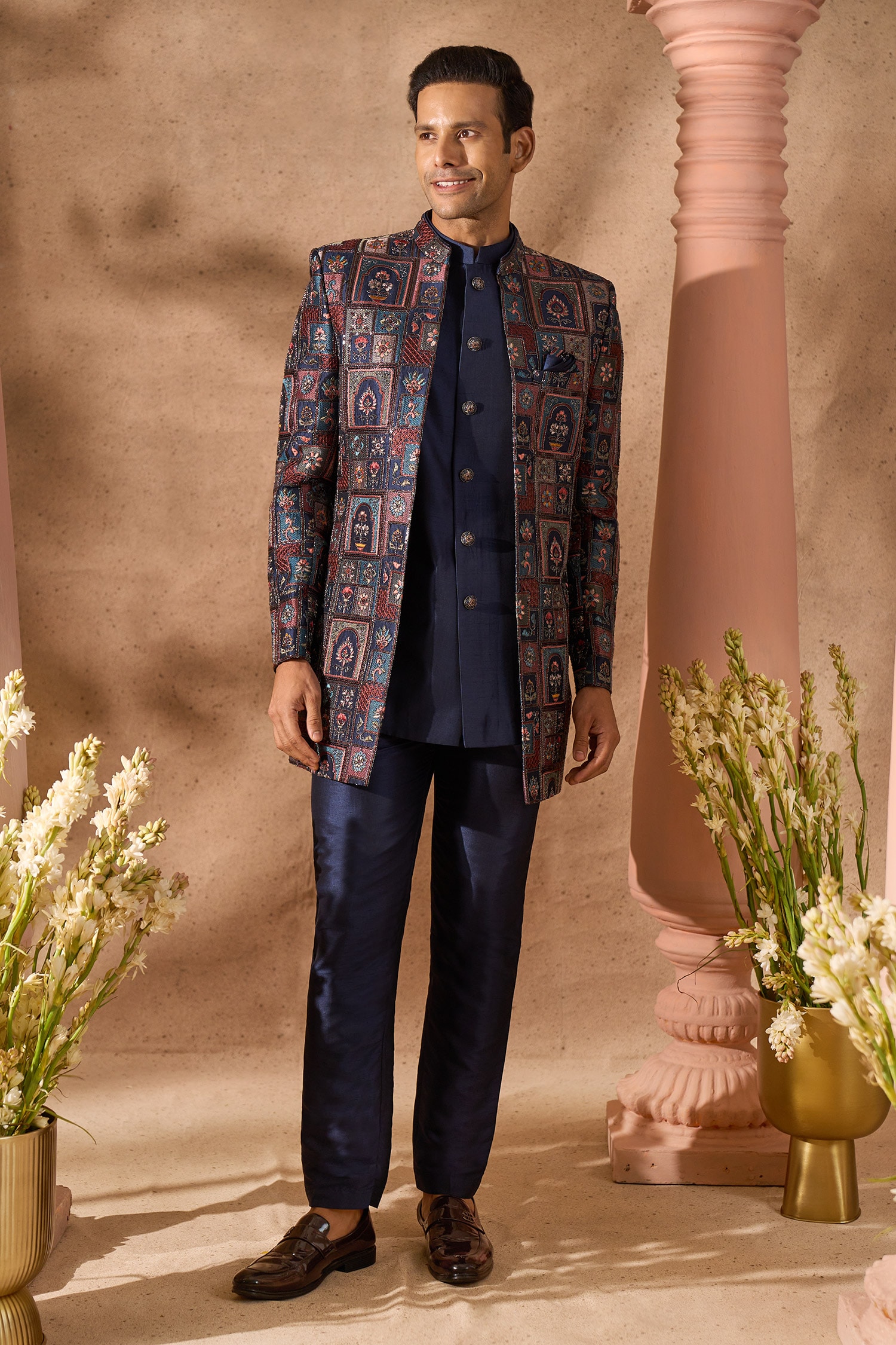 Art Silk Sherwani Jacket Set 