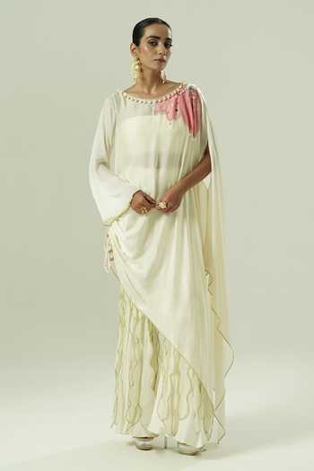 Shop White designer Satin Kaftans for Women Online | Aza Fashions