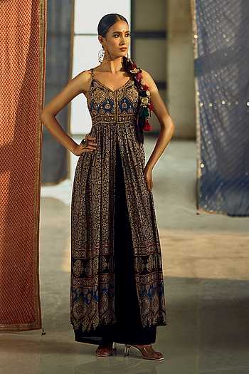 Floral Print Anarkali Palazzo Set 