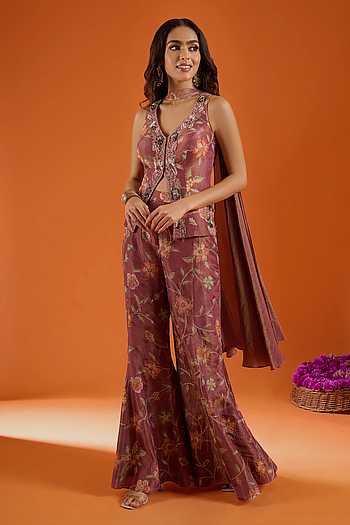 Floral Embroidered Top & Palazzo Set 