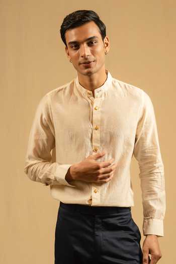 Shop Beige designerformal Shirtsfor Men Online in US | Aza Fashions