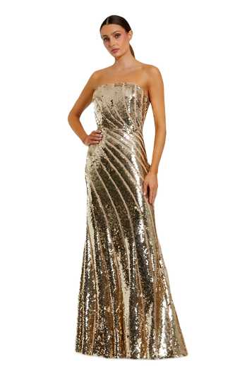 Buy Gold Polyester Sequins Bandeau Neck Diagonal Pattern Gown For Women by  Mac Duggal Online at Aza Fashions.