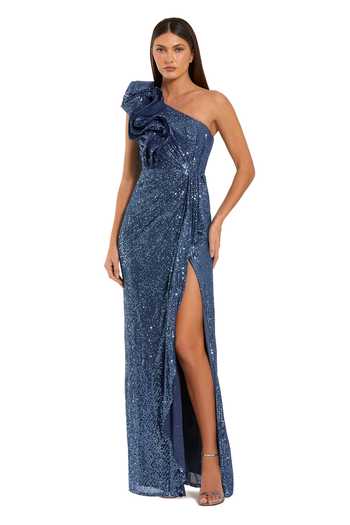 Buy Blue Polyester Sequins One Shoulder Structured Ruffle Accent Gown For Women by Mac Duggal Online at Aza Fashions. Buy Blue Polyester Sequins One Shoulder Structured Ruffle Accent Gown For Women by Mac Duggal Online at Aza Fashions.