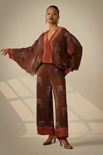 Mocha Petal Kaftan & Pant Set