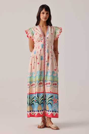 knee length dresses for ladies by The Sea Printed Estella Maxi Dress main image 0