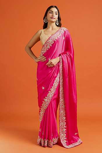 Butti Embroidered Saree & Running Blouse Set 