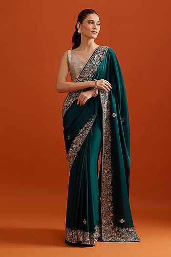 Embroidered Saree & Running Blouse Set 