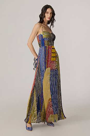 chinese dress ladies Kiara Printed Smocked Maxi Dress