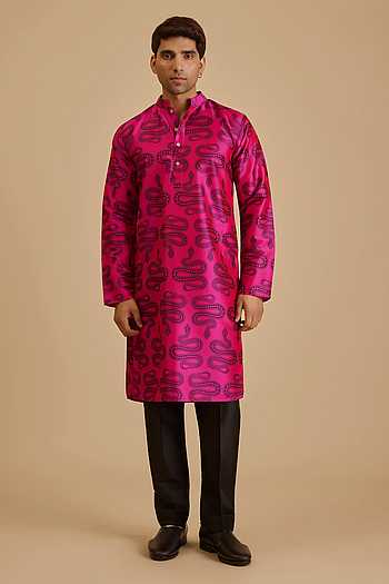 Snake Print Silk Kurta