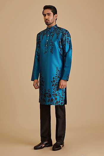 Vine Print Silk Kurta