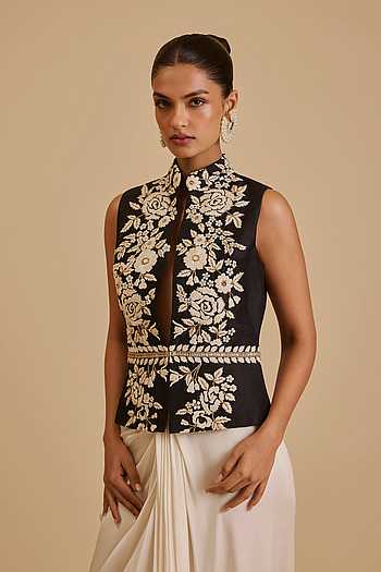 Gara Embroidered Dupion Jacket