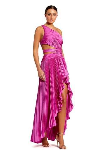 Buy Purple Polyester Ruffles One Shoulder Pleated Dress For Women by Mac  Duggal Online at Aza Fashions.
