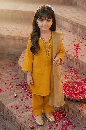 Placement Embroidered Kurta Set 