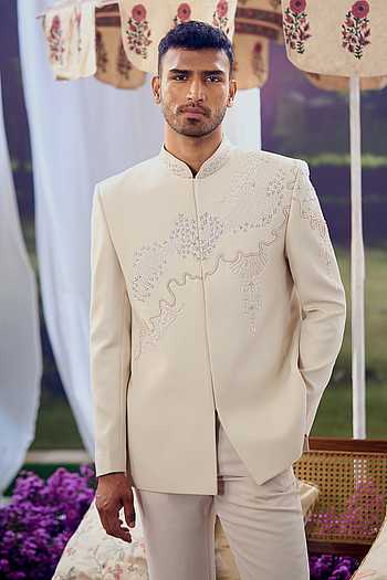 Abstract Embroidered Bandhgala Set