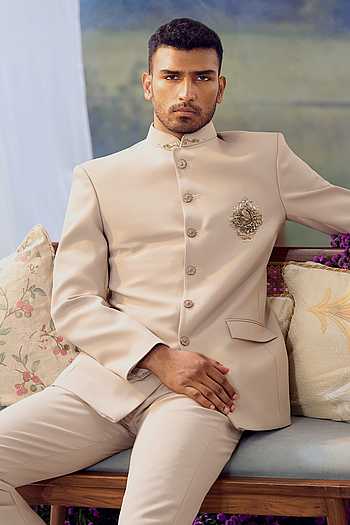 Placed Crest Embroidered Bandhgala Set
