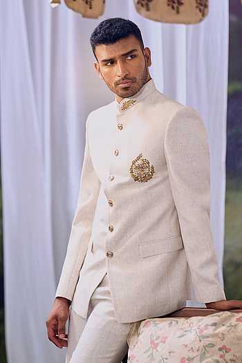 Placed Embroidered Bandhgala Set