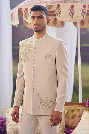 Placed Embroidered Bandhgala & Trouser Set