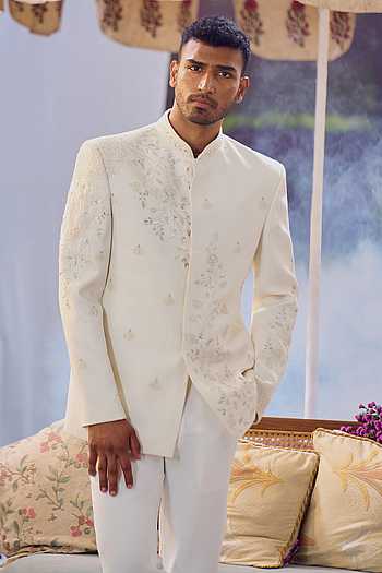 Floral Embroidered Bandhgala & Trouser Set