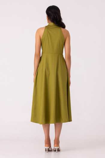 slim fit dress slacks Sleek Olive Green Zebra Print Plunge Maxi Dress for a Stylish Summer V –  Canary Houze main image 0