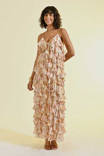 knee length dresses for ladies TERRA BLUE MAXI DRESS  Bhanuni by jyoti