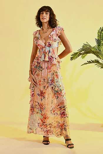 knee length dresses for ladies SUNDOWN TIERED MAXI DRESS  Bhanuni by jyoti