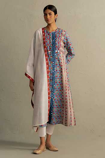 Blue Hand Block Print Kurta Set