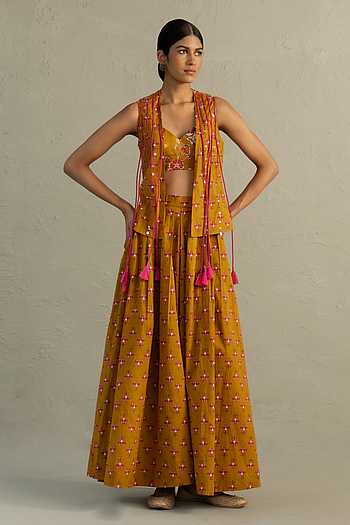 Phool Print Jacket & Divider Skirt Set