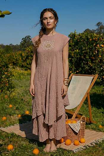Embroidered Asymmetric Kurta & Palazzo Set