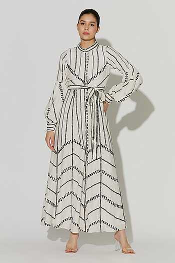 Linear Embroidered Dress