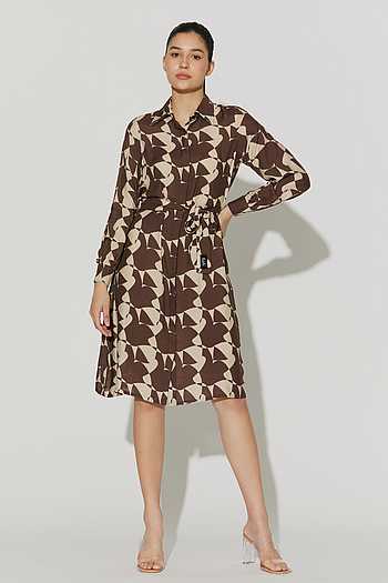 Abstract Shirt Midi Dress