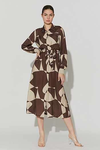 Abstract Print Muslin Cotton Silk Dress