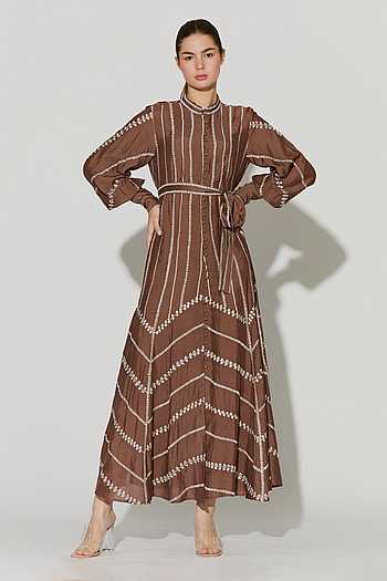 Embroidered Muslin Cotton Silk Dress