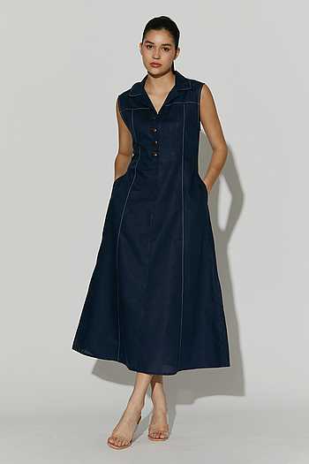 knee length dresses for ladies Ella Linen Dress – LittleWomenAtelier
