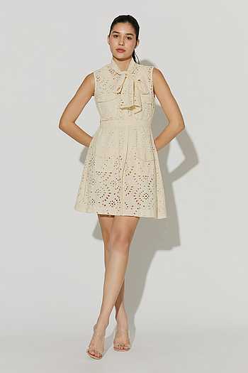 Cotton Eyelet Short Dress