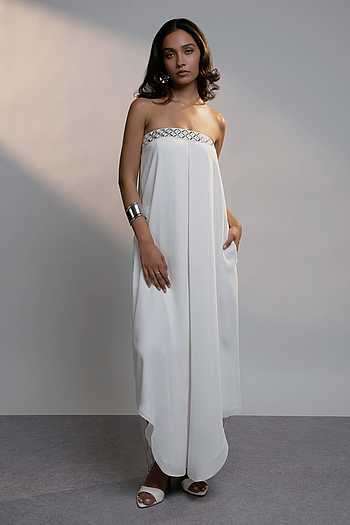 Summer Mirror Work Strapless Maxi Dress