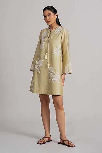 sachin and babi light blue dress Mint Green Dress - Sleeveless Dress - 3D Floral Applique Dress