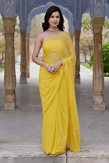 Pre-Draped Chiffon Saree With Blouse