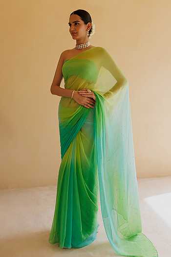 Mukaish Work Pre-Draped Saree With Blouse