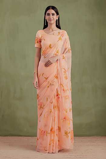 Handpainted Pre-Draped Saree With Blouse