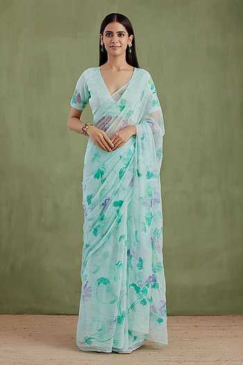 Handpainted Pre-Draped Saree With Blouse