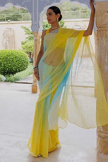 Chiffon Pre-Draped Saree With Blouse