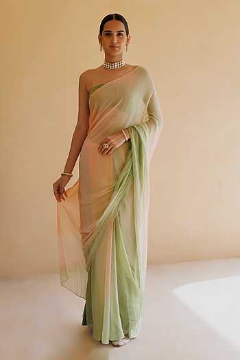 Pre-Draped Chiffon Saree With Blouse